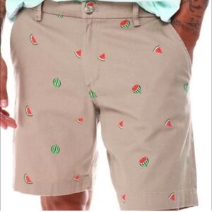 Chaps Flat Front Stretch Men Khaki Watermelon Shorts